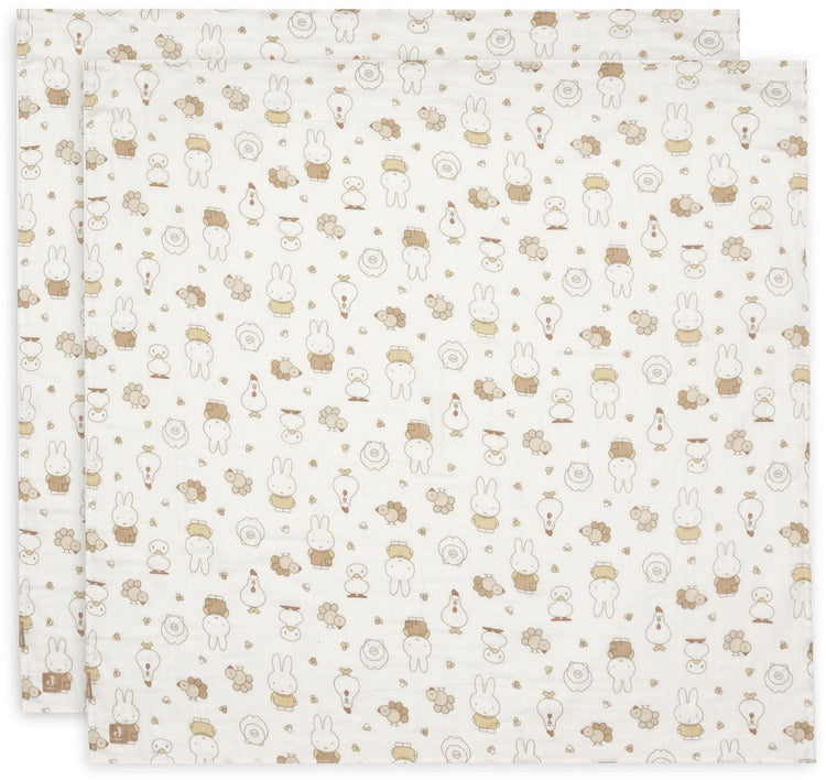 Jollein hydrofiele doek large - 115x115cm - miffy family farm - 2 stuks
