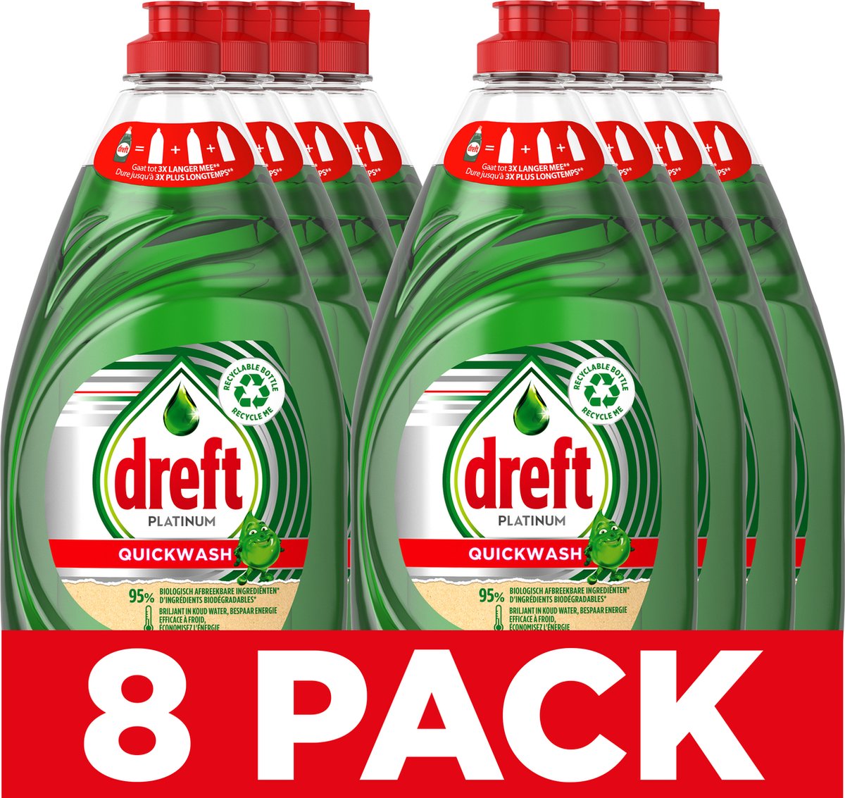 Dreft platinum quickwash vloeibaar afwasmiddel - original - voordeelverpakking 8 x 780 ml
