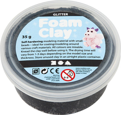 Creativ company foam clay glitter 35gr - zwart