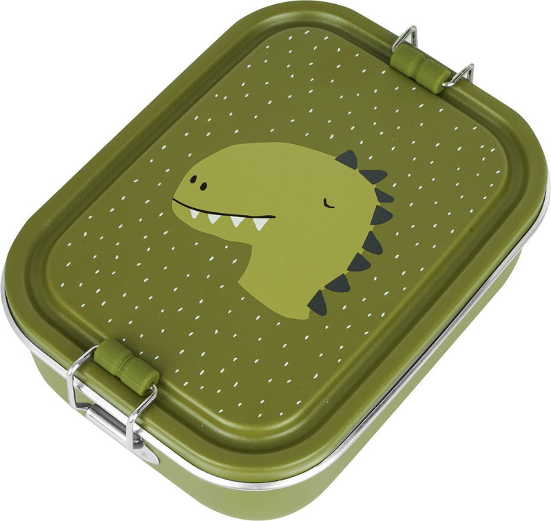 Trixie brooddoos klein - mr. dino - rsv lunchbox voor kinderen - makkelijk te openen broodtrommel - groen - rvs