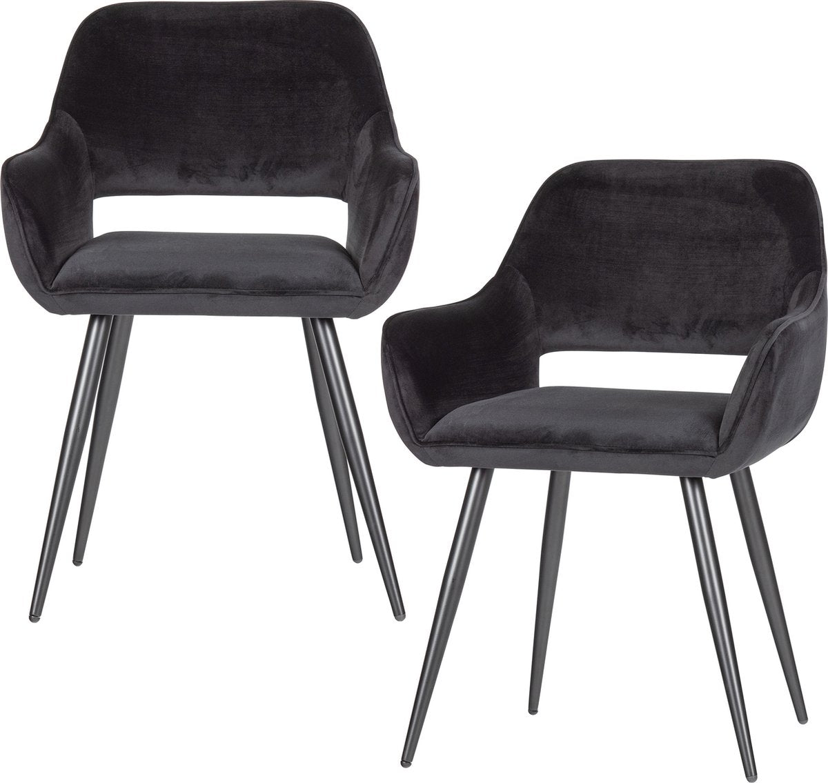 Woood jelle stoel - velvet - zwart - set van 2
