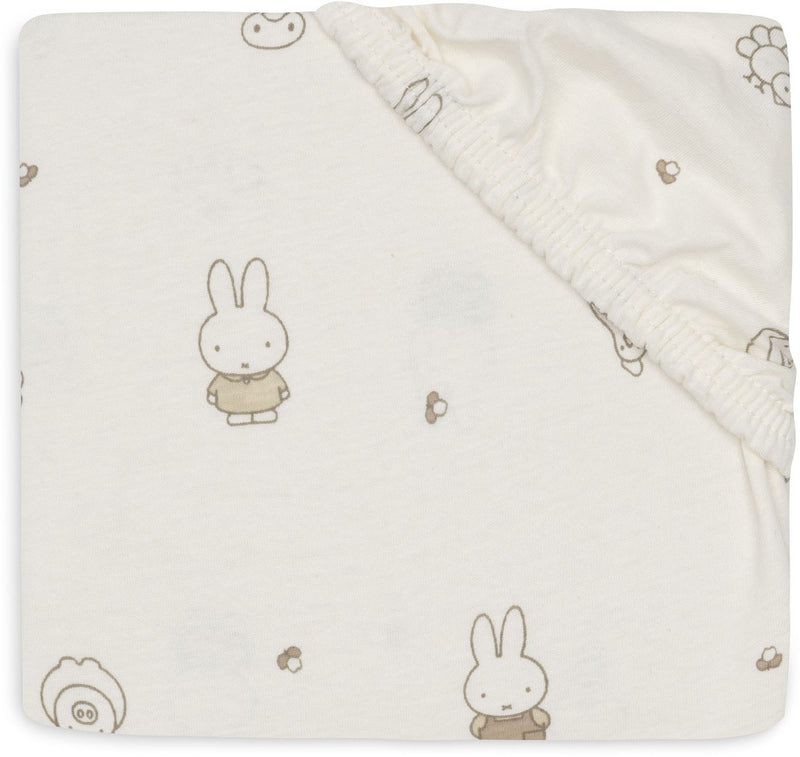 Jollein hoeslaken ledikant - 70 75x140 150cm - jersey - miffy family farm`