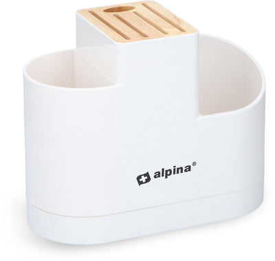 Alpina messenblok en keukengerei houder - keuken organizers - kunststof bamboe - wit