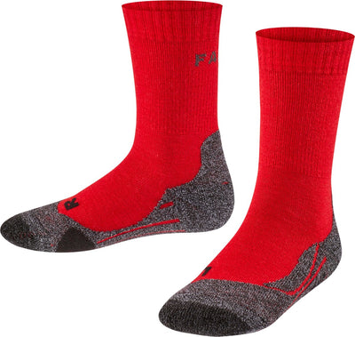 Falke tk2 wandelsokken anti blaren, medium padding merinowol sportsokken kinderen rood - maat 35-38