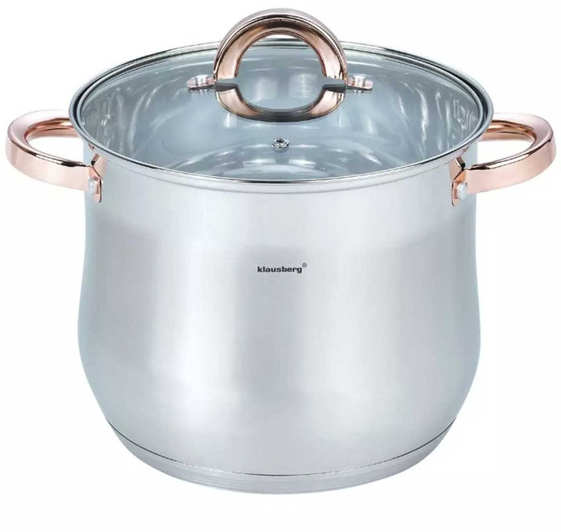 Klausberg 7792 - soeppan met deksel - 7.0l - 22 cm - rvs - inductie - alle warmtebronnen