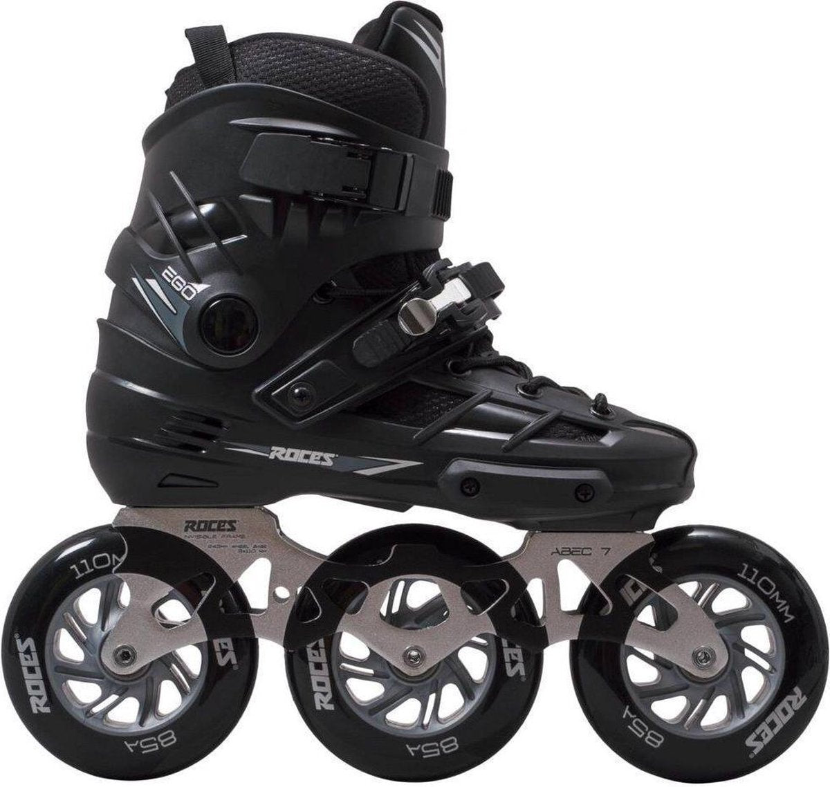 Roces ego tif 3x110 skeelers volwassenen - 3 wielen 110mm - speed skates inline skates - zwart zilver - maat 42