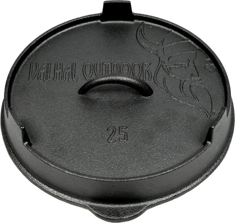 Valhal outdoor - gietijzeren deksel voor skillet koekepan 25cm - kan ook als grillpan gebruikt worden, vh.lid25