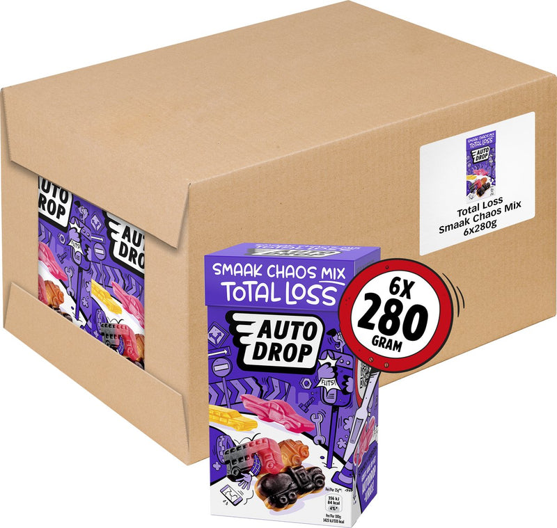 Autodrop - snoep - total loss smaak chaos mix - 6 doosjes - 280 gram