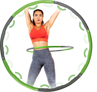 Tunturi fitness hoelahoep - fitness hoepel - fitness hulahoop - 1,2 kg - groen grijs - incl. gratis fitness app