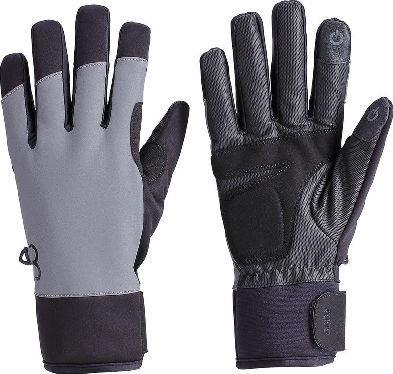 Bbb cycling coldshield reflective fietshandschoenen winter - 5 - 10 ℃ - winddichte wielrenhandschoenen - waterproof fietshandschoenen heren dames - touchscreen compatibel - reflecterend - zwart - maat s - bwg-38