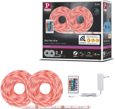 Paulmann simpled led strip 10 meter smart home zigbee 3.0 rgb - plug play set - 26w - 90 lm m - 30 leds m - gecoat - voor binnen