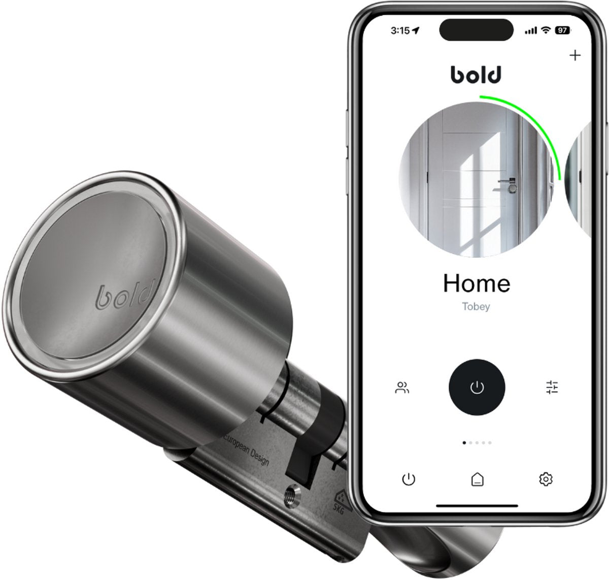 Bold security technology bv bold cilinder - bold smart lock sx-43- slim deurslot - rvs - zilver