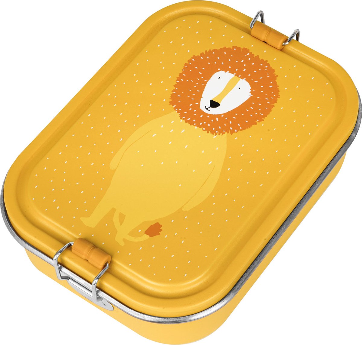 Trixie brooddoos groot - mr. lion - rsv lunchbox voor kinderen - makkelijk te openen broodtrommel - 2 vakken - geel