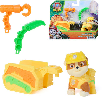 Paw patrol - de dino film - rubble dino-gereedschapsset, actiefiguur van 5 cm met koppelbare reddingstrailer en 2 verwisselbare gereedschappen