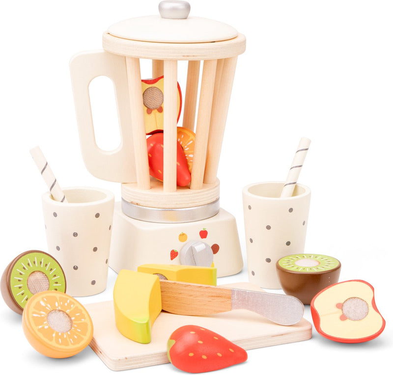 New classic toys ® houten smoothie maker speelset - inclusief 5 stuks fruit, een snijplank en 2 bekers - speelgoedkeukenmachine voor kinderen - rollenspel keukenspeelgoed - vanaf 3 jaar