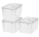 Iris vouwdeksel opbergbox - 48l - stapelbaar - met vouwdeksel - kunststof - transparant - set van 3