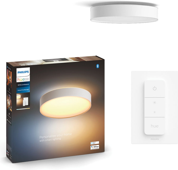 Philips hue enrave plafondlamp - warm tot koelwit licht - wit - 55cm - 1 dimmer switch