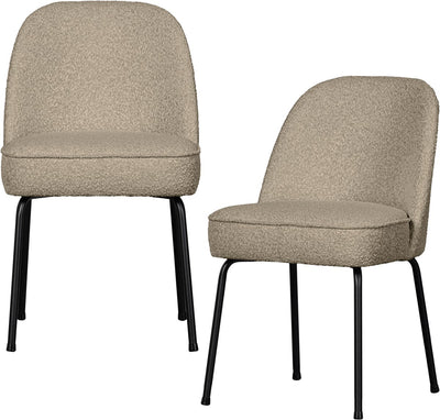 Woood vogue eetkamerstoelen - bouclé - beige - set van 2