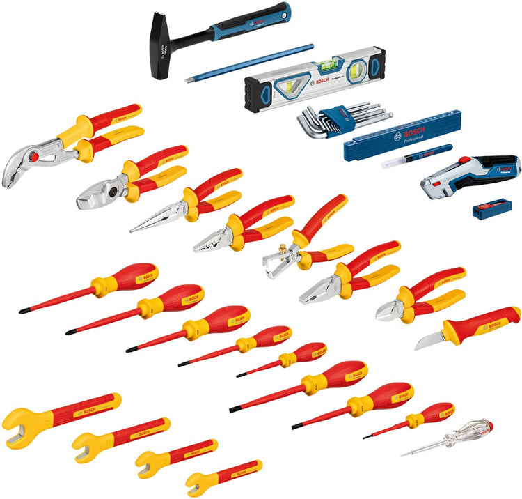 Bosch professional electricienskoffer - 37 delig - 21 vde handgereedschappen - 16 extra gereedschappen - inclusief l-box