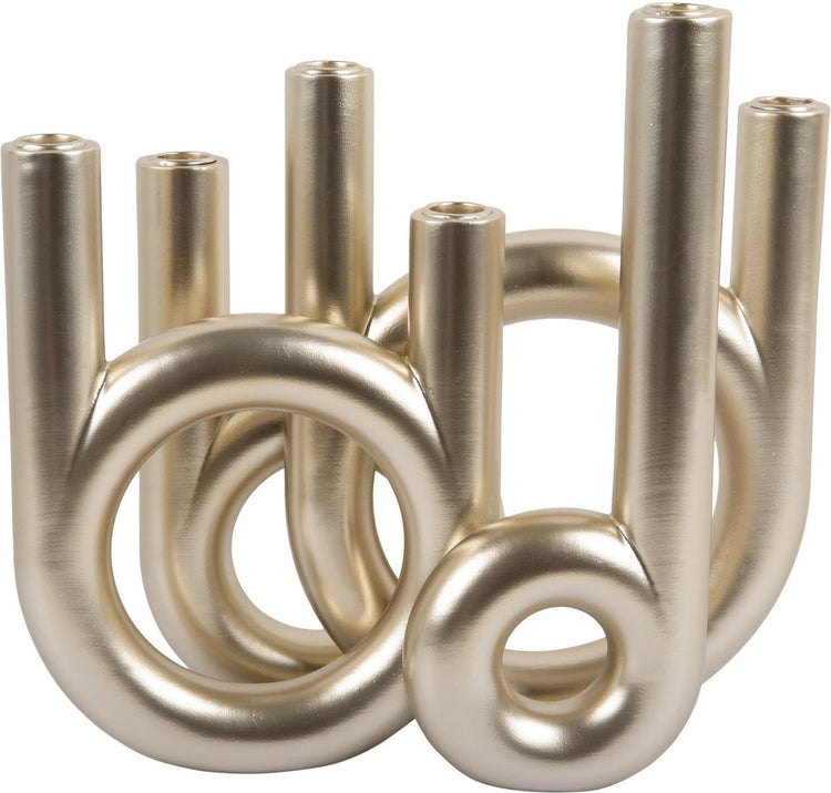 Present time kandelaar rings - goud - 35x13.5x32.5cm - scandinavisch - polyresin