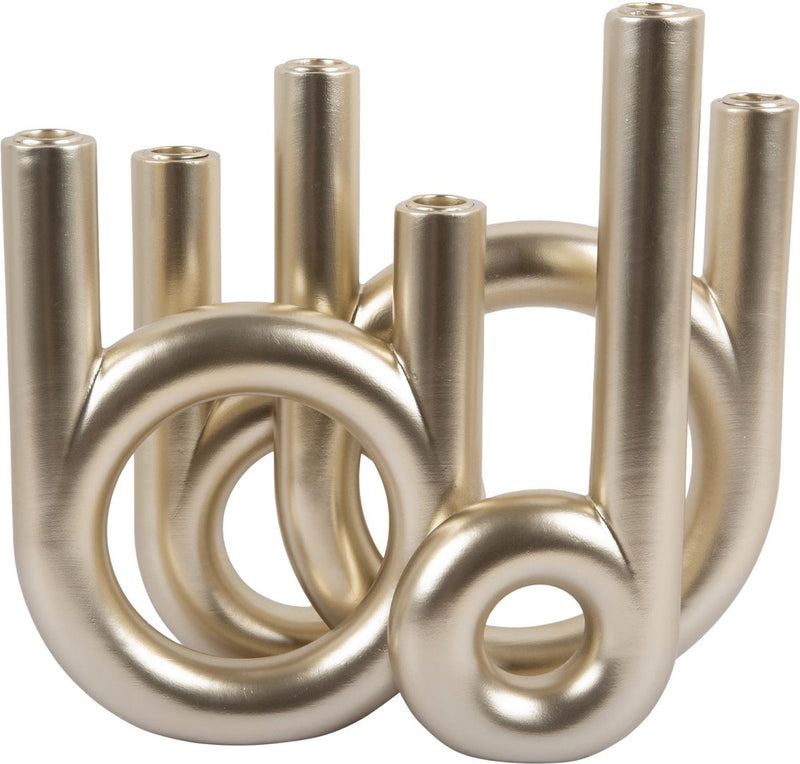 Present time kandelaar rings - goud - 35x13.5x32.5cm - scandinavisch - polyresin