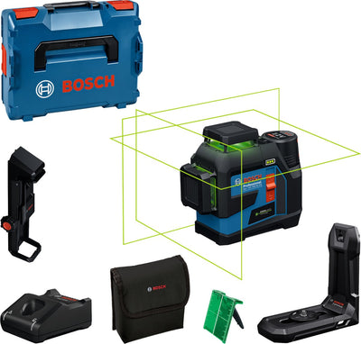 Bosch blauw gll 12v-100-33 cg professional lijnlaser | in l-boxx 136 met 1 x accu gba 12v 2.0ah + l-boxx - 0601065401