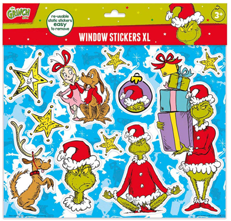 Totum the grinch raamstickers xl - verplaatsbare niet permanente herbruikbare stickers - creatief speelgoed vanaf 3 jaar raam deco