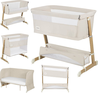 Lionelo thomi plus 5in1 - meegroeibed: co sleeper + babybed + baby box + peuterbed + bank - met 7 hoogtes - 2x matrassen t25 - verstelbare poten - ademend afritsbare zijkant - opbergmand - wielen - wasbare bekleding - tot 100 kg - peuter kinder bed