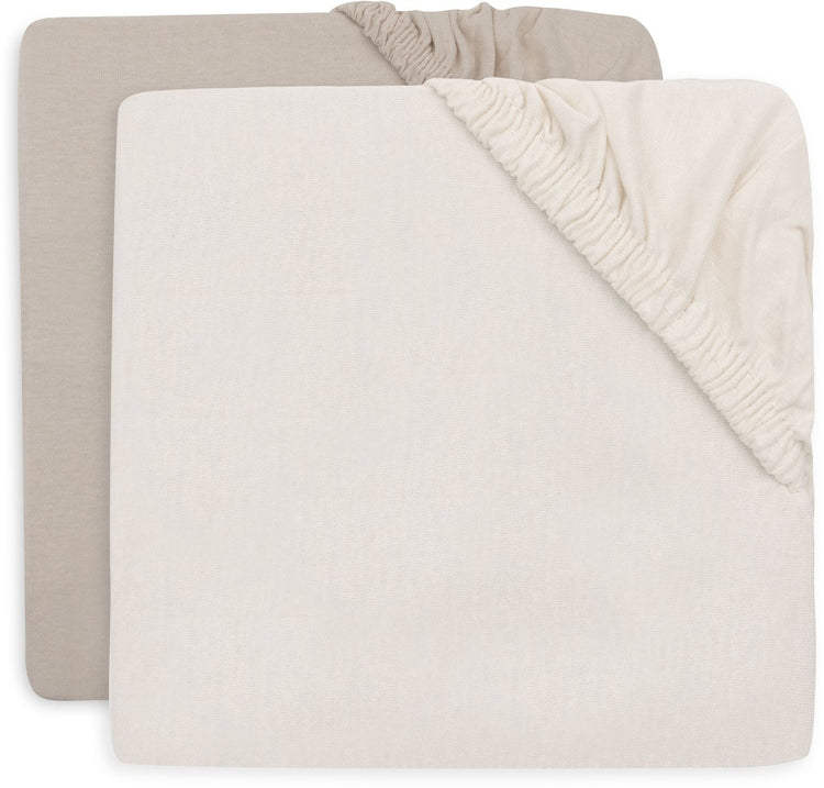 Jollein hoeslaken ledikant - 70 75x140 150cm - jersey - oatmeal sand