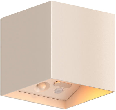 Calex volterra oplaadbare wandlamp kubus - oplaadbaar - up down tuinverlichting - modern - warm wit licht - voor binnen en buiten - waterdicht - eenvoudige installatie - akku en draadloos - usb-c - bewegingssensor - zand