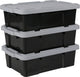 Iris powerbox opbergbox - 25l - kunststof - zwart grijs - set van 3