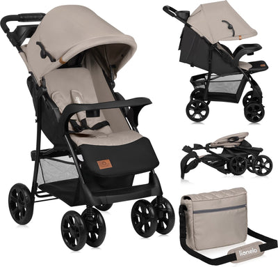 Lionelo emma plus - buggy - lichte en duurzame kinderwagen - 5-punts gordel - rugleuningverstelling tot ligpositie - verlengd luifel met venster - grote mand - praktische tas en organizer - schokdempers - geschikt voor kinderen tot 15 kg
