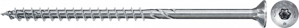 Fischer 670376 spaanplaatschroef power-fast ii 5,0 x 50 tx20 - verzonken kop - deeldraad - blauw verzinkt (200st)
