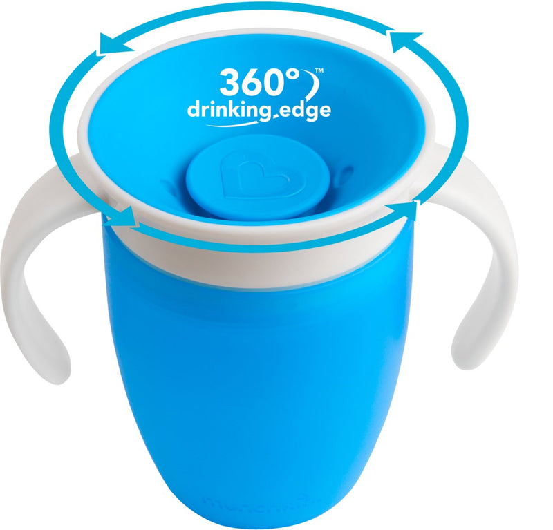 Munchkin miracle anti-lek 360° drinkbeker - trainer cup - oefenbeker voor baby en kind - 207ml - blauw