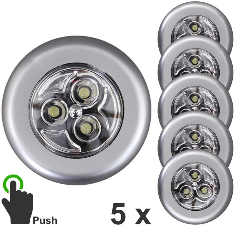 B.k.licht briloner - set van 5 kastverlichting - onderbouwlampen - op batterijen - zelfklevend - nachtlampje - kastlampen - ø6.8cm