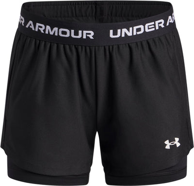 Under armour ua tech play up 2n1 short unisex sportbroek - zwart - wit