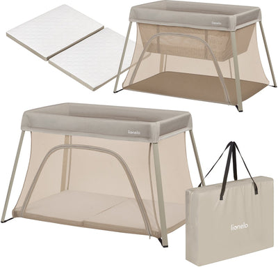 Lionelo alice – 3 in 1 baby bed, box en reisbedje –campingbed - matras met t25-schuim – 2 hoogteposities – lichtgewicht (5.5 kg) – compact opvouwbaar – ritssluiting – inclusief draagtas – afneembare wasbare hoes