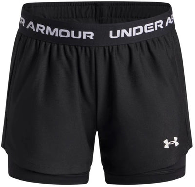 Under armour ua tech play up 2n1 short unisex sportbroek - zwart - wit
