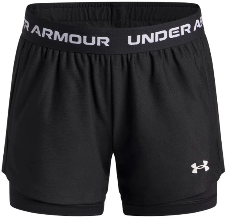 Under armour ua tech play up 2n1 short unisex sportbroek - zwart - wit