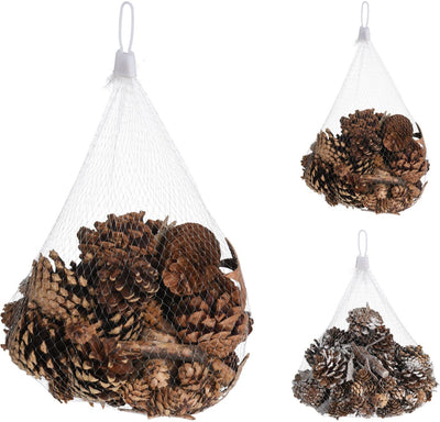 Koopman dennenappels decoratie knutselmateriaal met boomschors sterren.