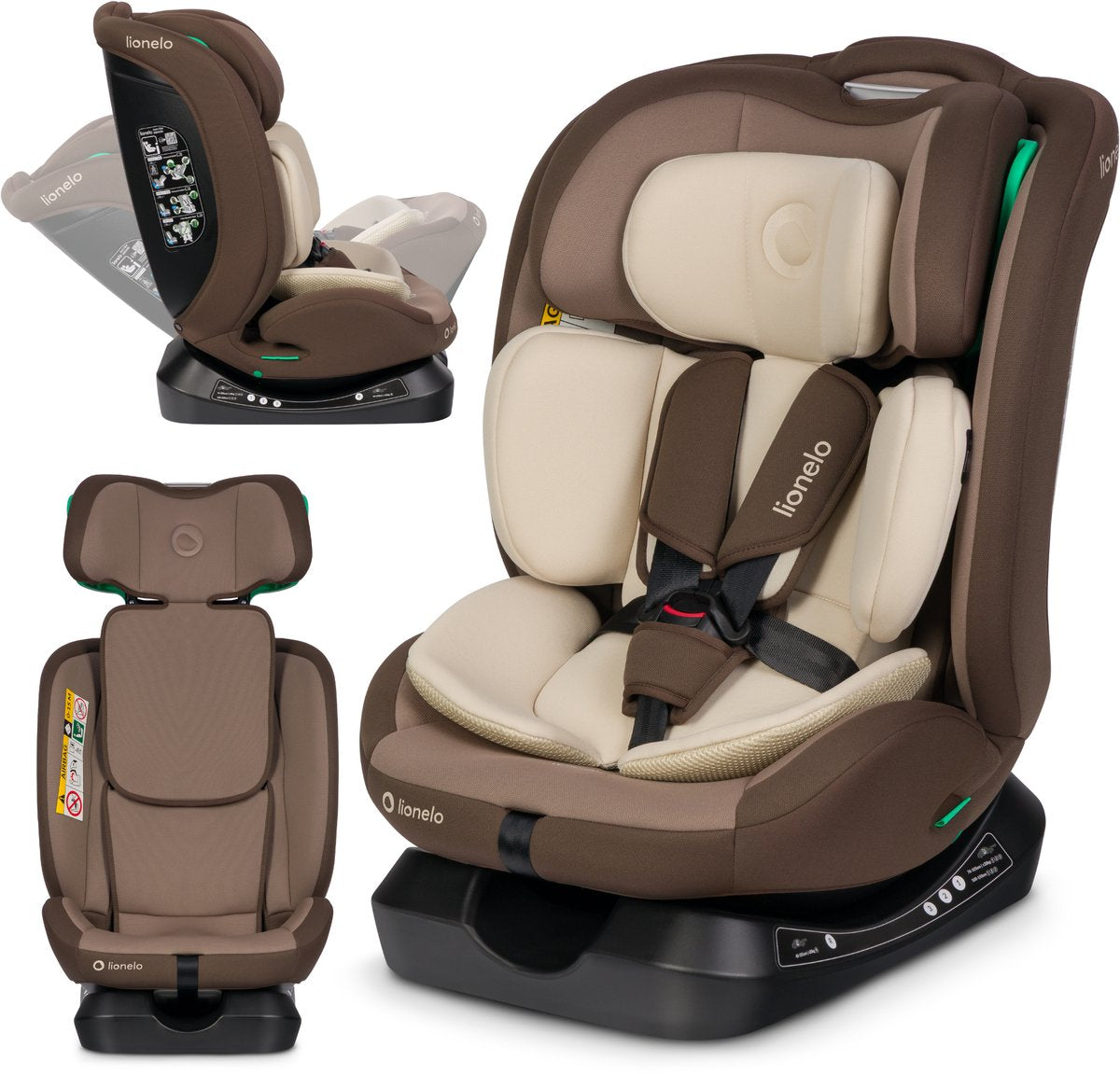 Lionelo aart i-size autostoel 4in1 – 40-150 cm (0-12 jaar) – rwf fwf – achterwaarts tot 105 cm – installatie met autogordel – memory foam hoofdsteun – 13 standen – kantelbaar – wasbare hoes – r129 gecertificeerd