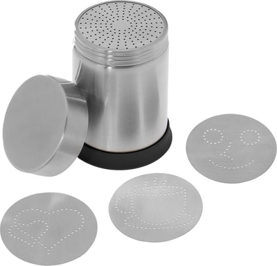 Westmark decoratie- en cacaostrooier, met 4 decoratiesjablonen, volume: 250 ml, ø 7,5 cm, roestvrij staal, 62842260