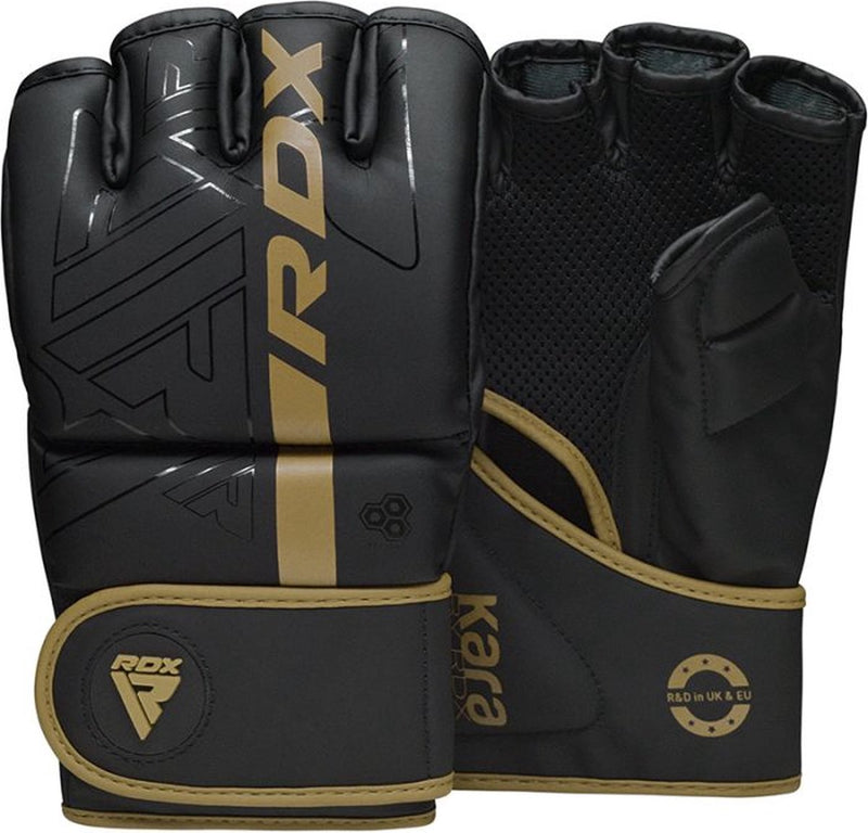 Rdx sports - f6 kara - bokshandschoenen - mma gloves - training - vechtsporthandschoenen - boksen - goud - mat - maat m