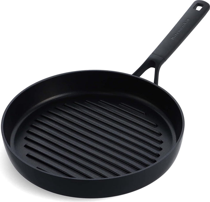 Kitchenaid classic forged aluminium grillpan ø28cm - zwart - inductie - anti-aanbak - pfas-vrij