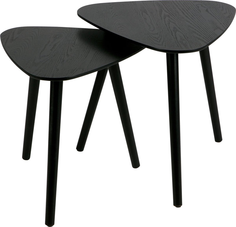Woood nila bijzettafels - hout - zwart - set van 2