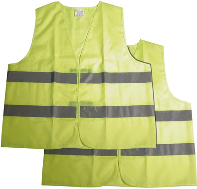 Carpoint veiligheidsvest senior geel - 2 stuks - in veel europese landen verplicht - in geval van nood te gebruiken - goed zichtbaar - ook voor wandelen, joggen of fietsen - voor personen van 172 tot 184cm