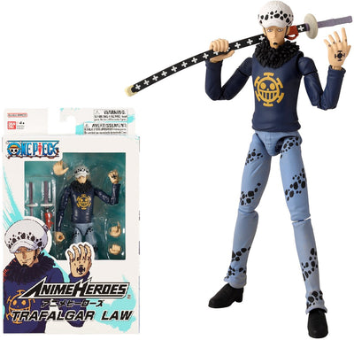 Bandai - anime heroes - one piece - 17cm anime heroes figuur - trafalgar law - law action figure - officiële licentie - 36937