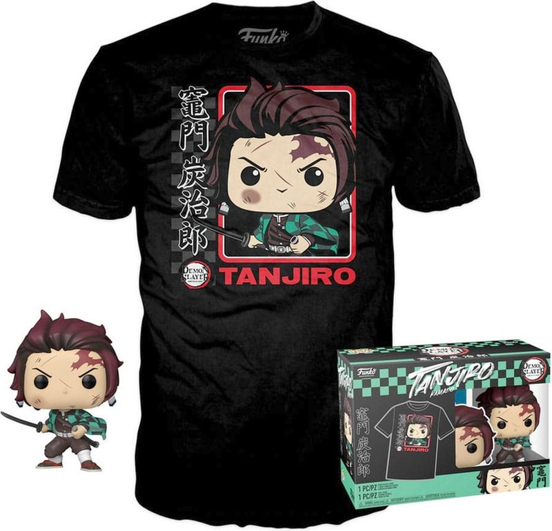 Funko demon slayer: kimetsu no yaiba - pop! tee box tanjiro verzamelfiguur t-shirt set - xl - zwart