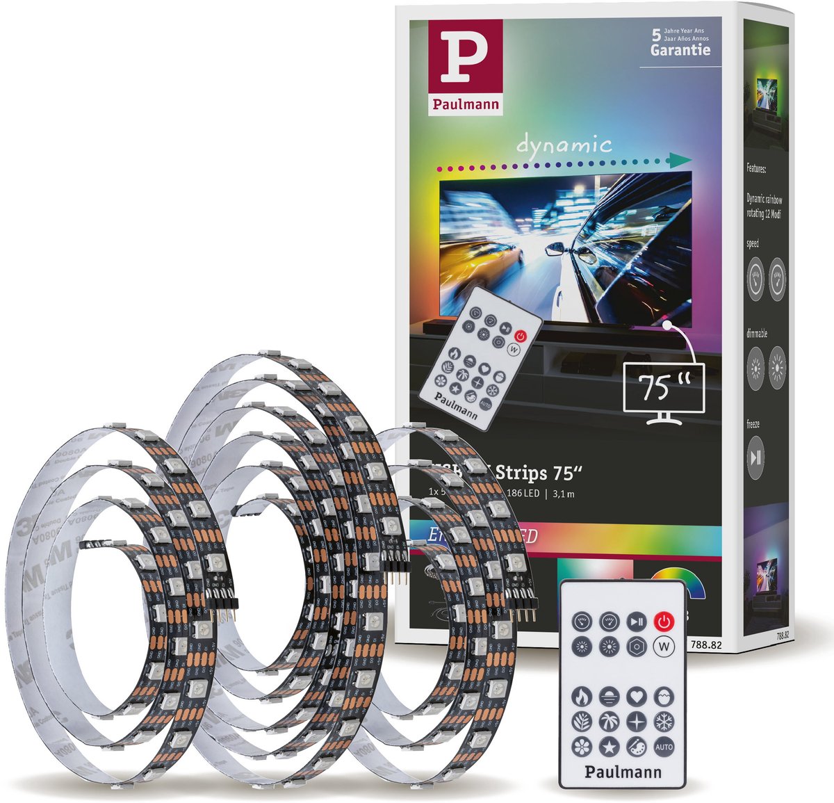 Paulmann entertainled usb led strip tv verlichting 75 inch - rgb+ - 5w - 5v - zwart