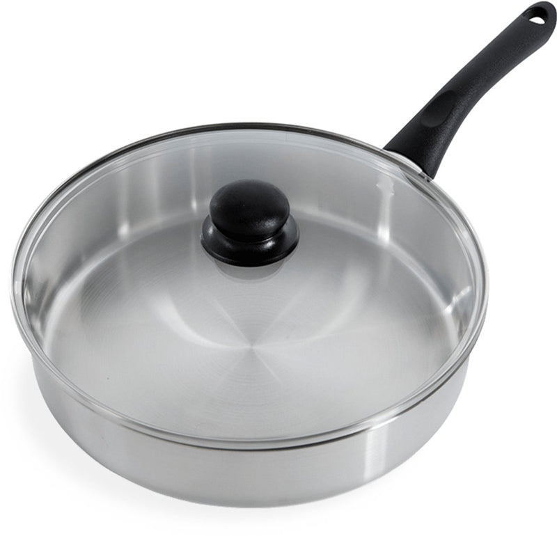 Bk bold hapjespan 28cm met deksel - 3.8l - zonder pfas-vrije antikleeflaag - hapjespan inductie - hapjespan rvs - ovenbestendig tot 160° - koelgreep - met glazen deksel - zilver